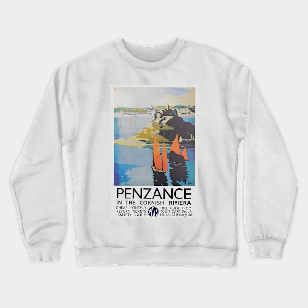 Vintage GWR travel poster advertising Penzance Crewneck Sweatshirt by Random Railways